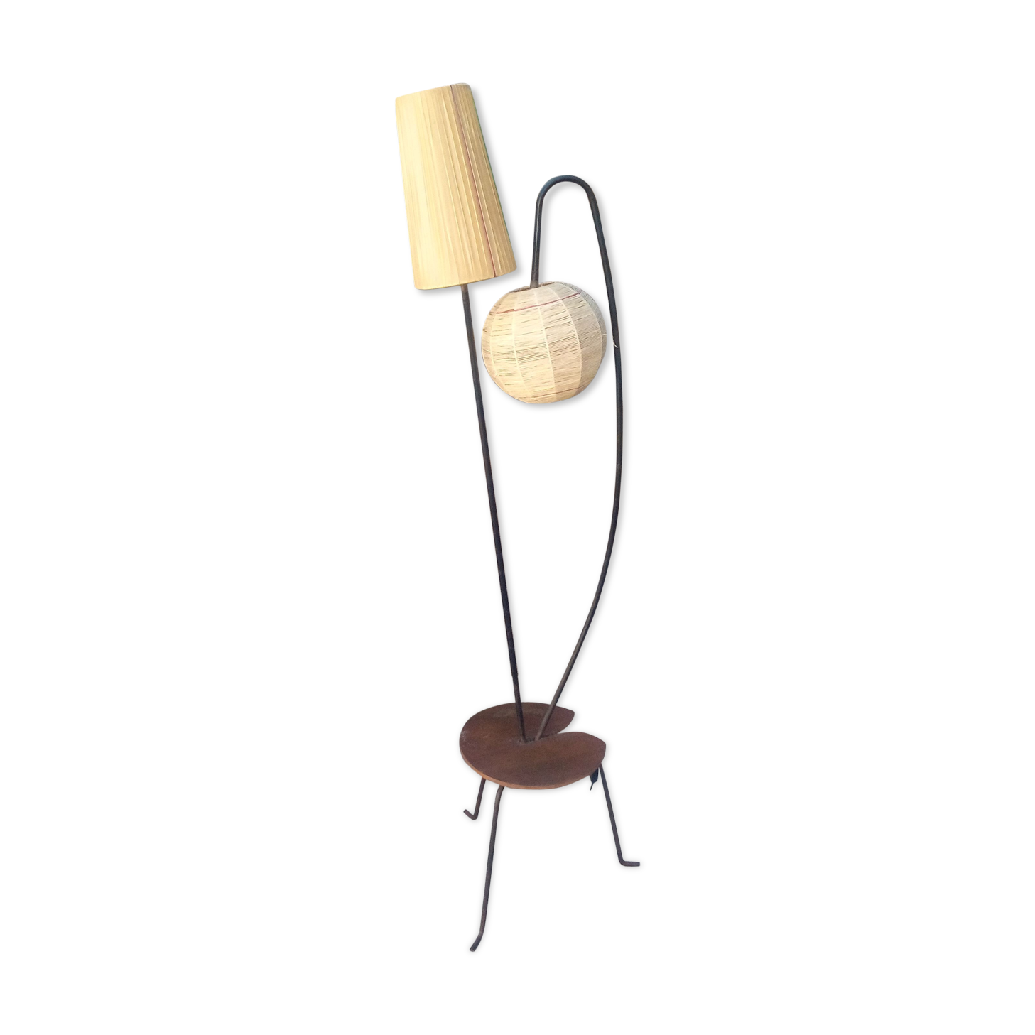 Double floor lamp with tablet of the 50s
