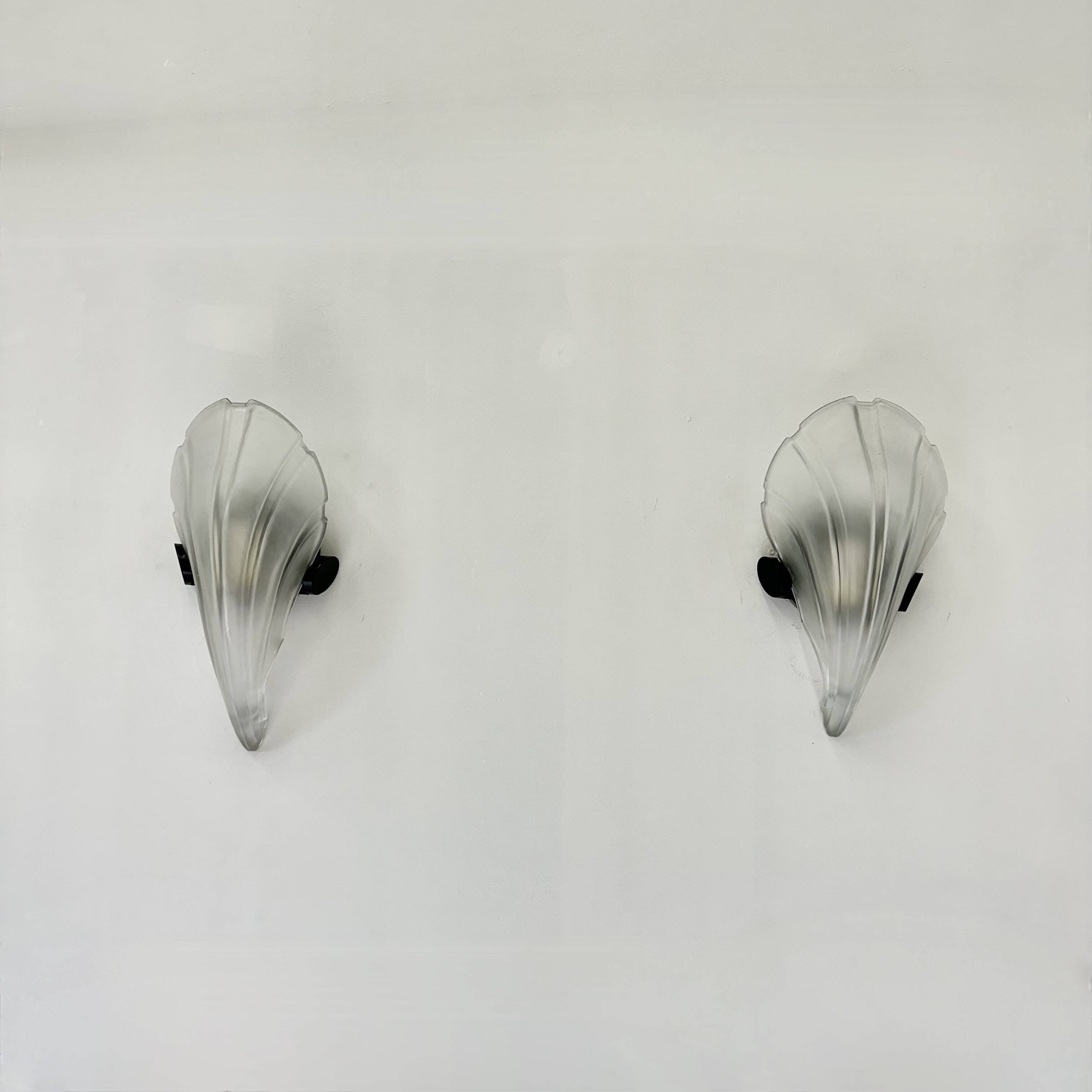 Pair of post modern shell wall lamps , 1980s