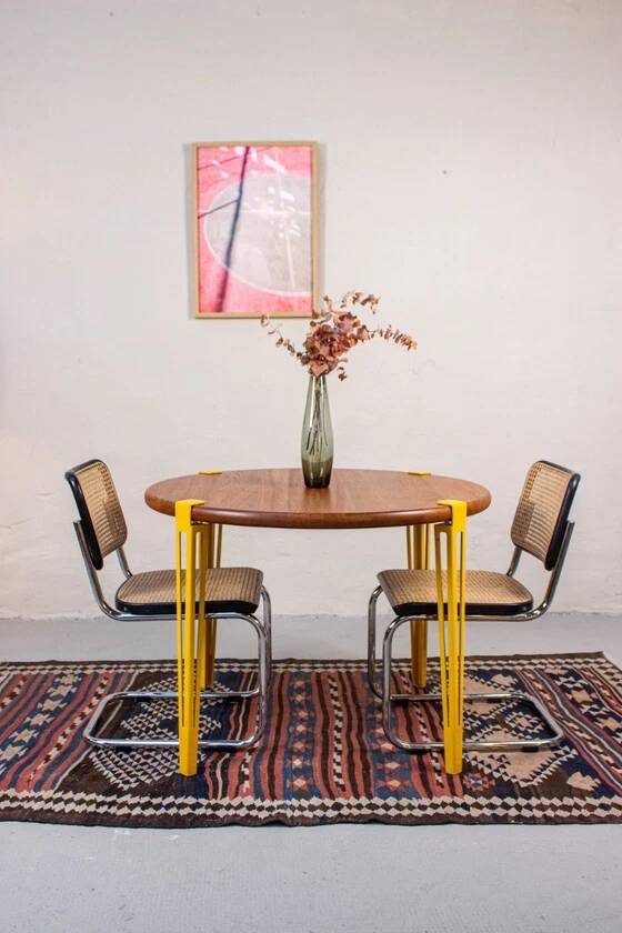 Vintage Teak Round Dining Table, Mid Century Danish