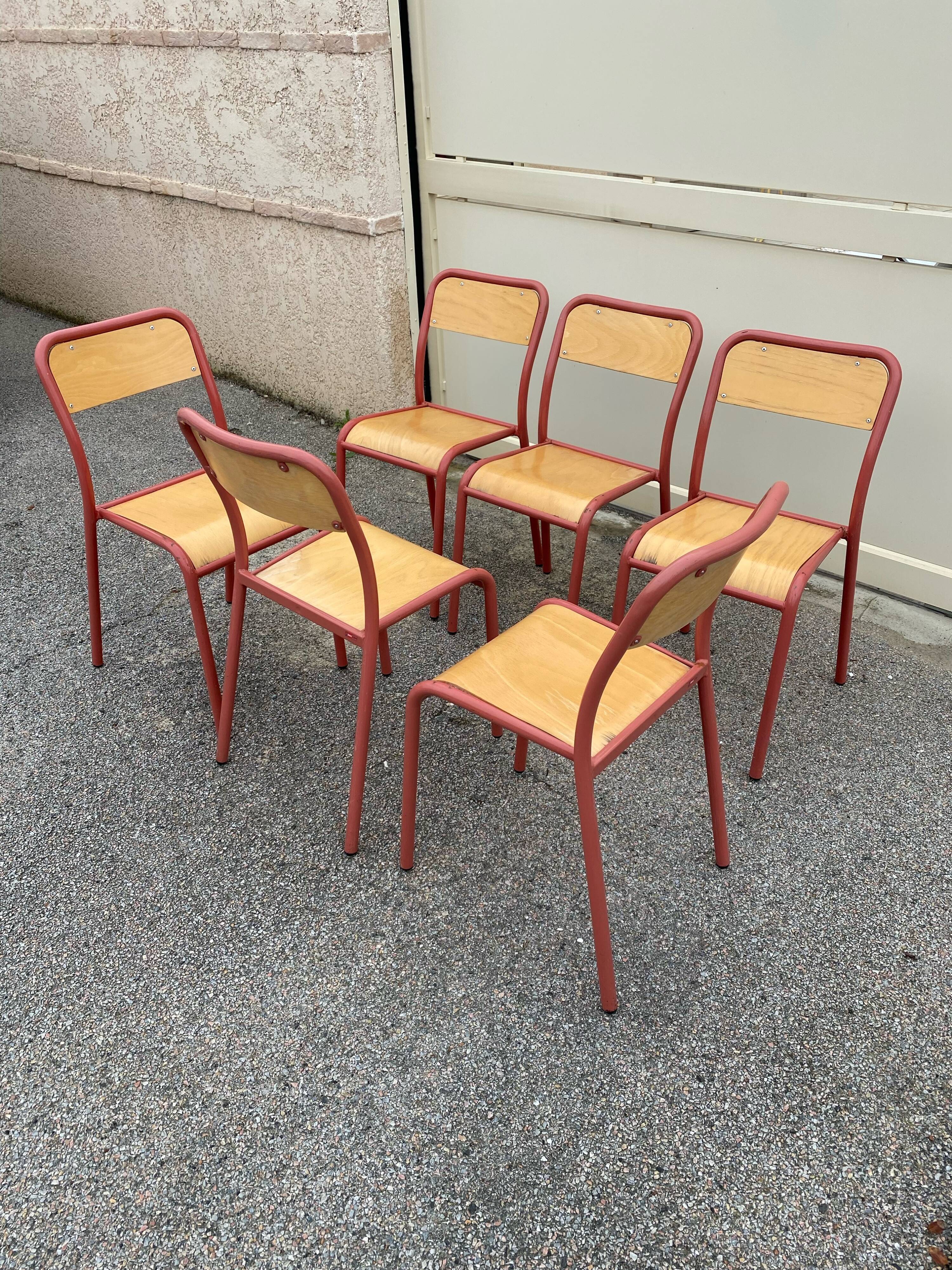 Set of 6 Adult size Mullca school chairs from the 80s