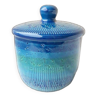 Blue covered pot