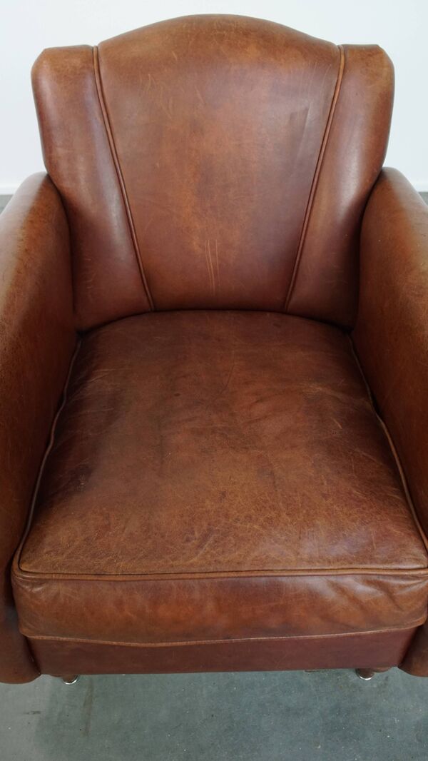 Fauteuil Art Déco en peau de mouton