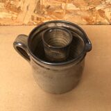Old Vintage Brown Stoneware Carafe Refresher Pitcher