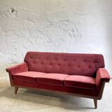 Mid-century modern three-seater velvet sofa, Swedish 1950s–1960s