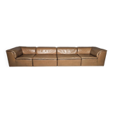 Modular "Jeep" sectional sofa in light brown leather by Anita Schmidt for Durlet, 1970.
