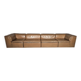 Canapé "Jeep" modulaire en cuir brun clair par Anita Schmidt pour Durlet, 1970