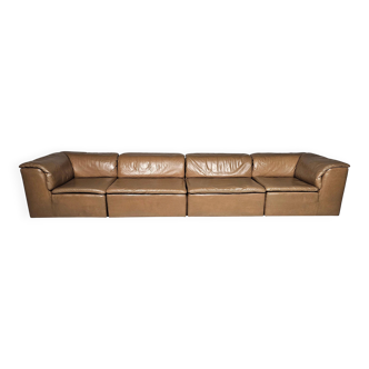 Modular "Jeep" sectional sofa in light brown leather by Anita Schmidt for Durlet, 1970.
