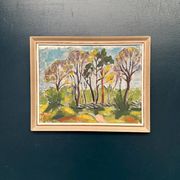 Original Swedish Oil on Panel - 'Forest Path'  – Unsigned Vintage & Framed