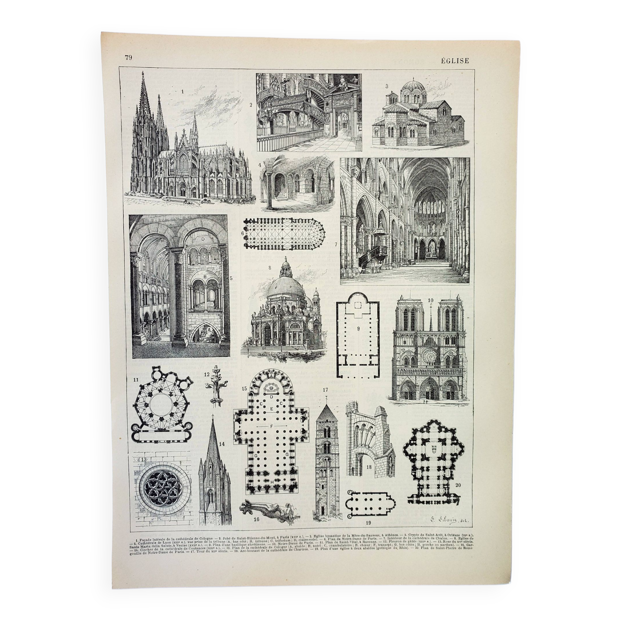 Old engraving 1898, Church, cathedral, religious • Original and vintage lithograph