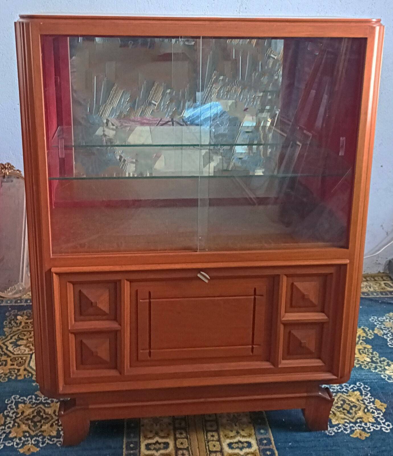 Art Deco display cabinet in walnut
