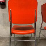Lot 5 Vintage Skaï Red and Chrome Chairs
