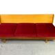 Daybed in beech and red fabric by jitona, vintage czech 1970s