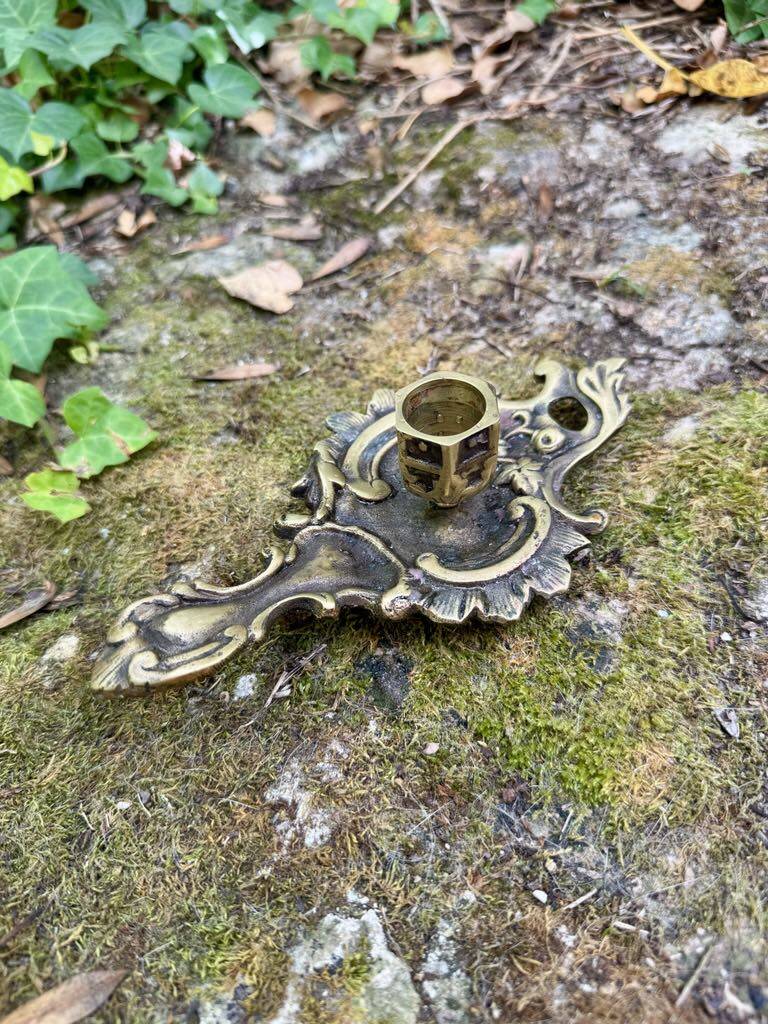 Art Deco brass candle holder