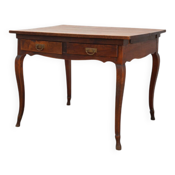 Table provençale française en chêne à deux tiroirs, France, XIXe siècle