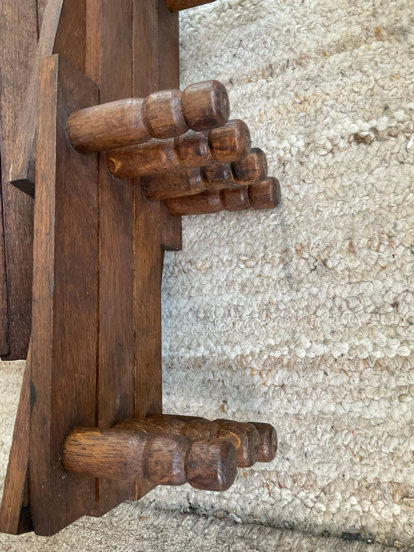Pair of accordion coat hooks in oak from the 60s-70s.