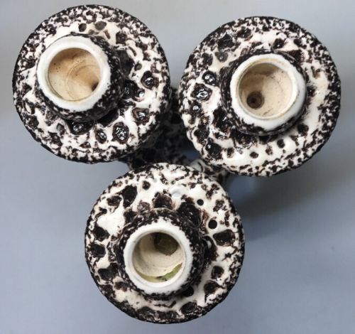 Triple candlestick Fat Lava signed Marius Giuge rare vintage Vallauris