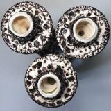 Triple candlestick Fat Lava signed Marius Giuge rare vintage Vallauris