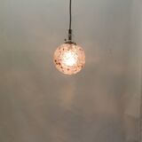 Doria Leuchten pendant lamp, textured Murano glass globe and brass,