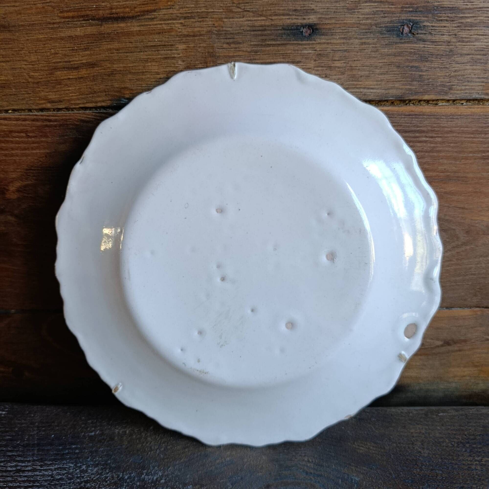 Pair of antique French faience plates, possibly Nevers, 19th century, hand-