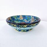 Old bowl on pedestal with raised edges art deco ceramic Longwy