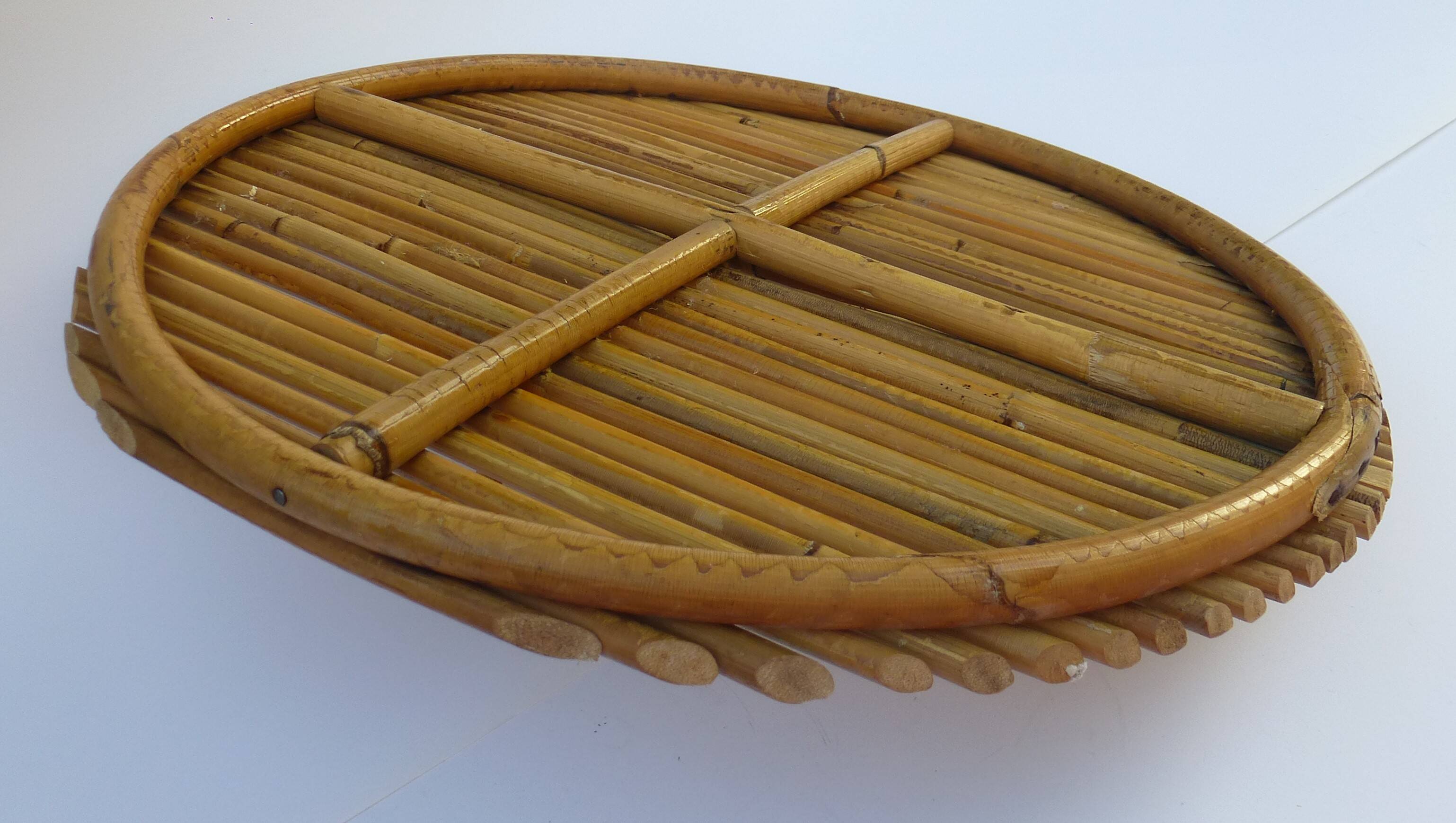 Rattan tray, vintage 1970