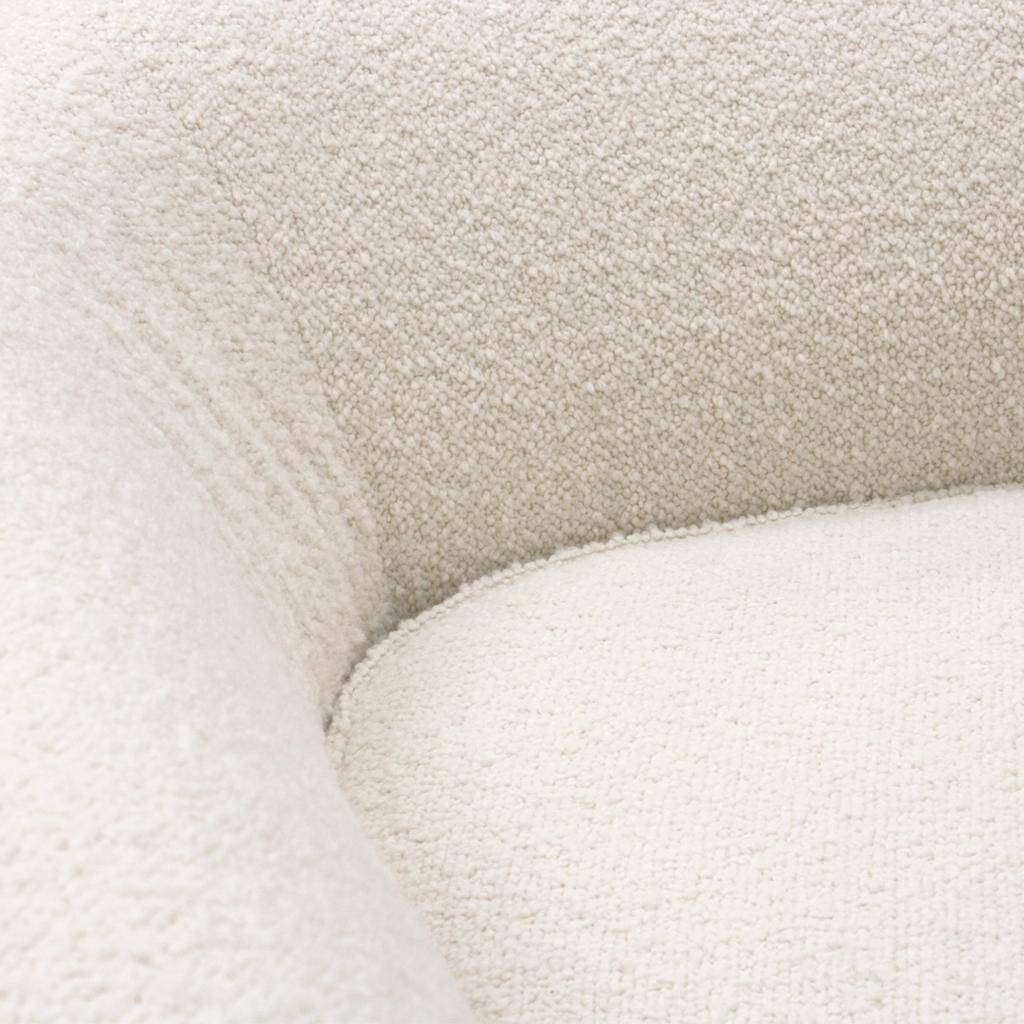 Curved Four-Seat Italian Sofas with Brass Legs and Ivory Bouclé, Set of Two