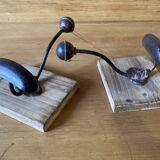 Wooden and metal coat hooks