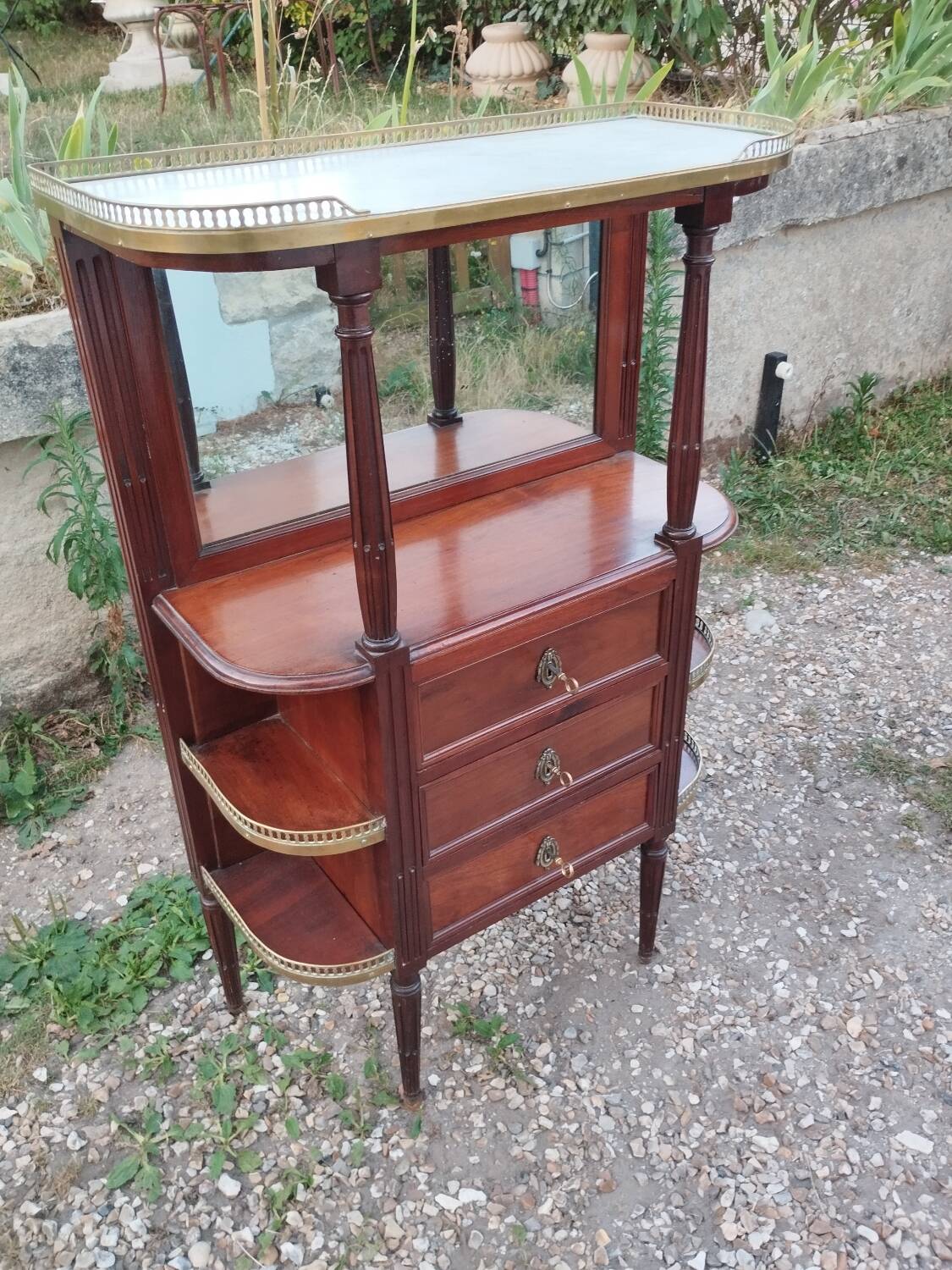 Antique Louis XVI style chest of drawers with marble top