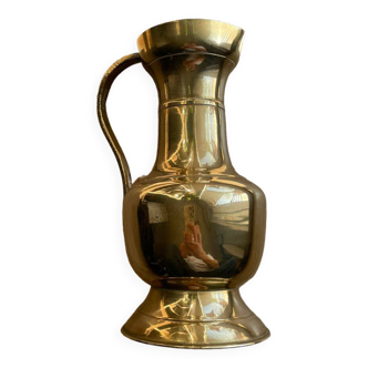 Vase, jug, pitcher or vintage Art Nouveau decoration in solid brass