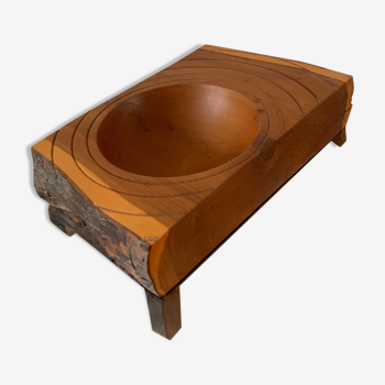 Vintage handmade scandinavian wooden bowl, 1960s