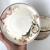 Set of 9 dessert plates "A la Samaritaine" K&G Lunéville 1900, art nouveau service