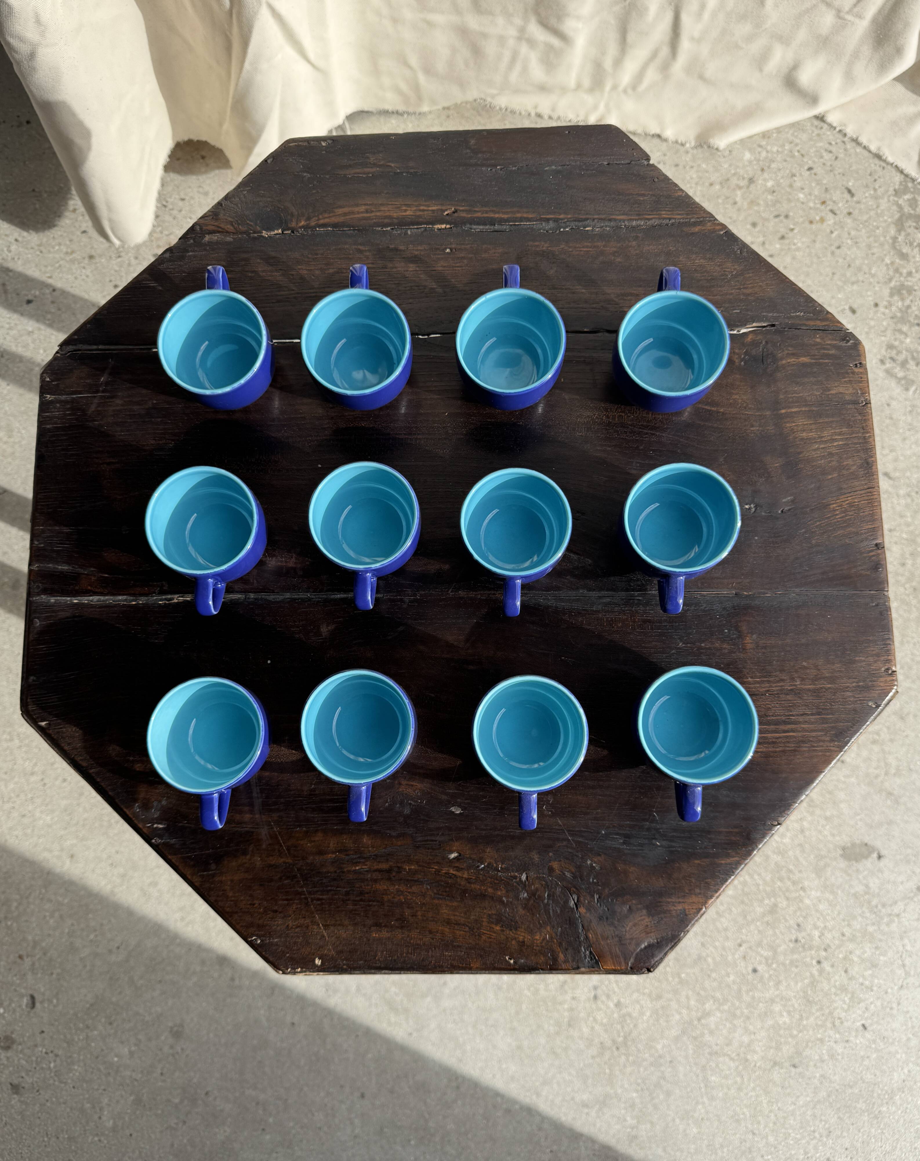 Set of 12 small vintage espresso cups duo in blue Made in Italy