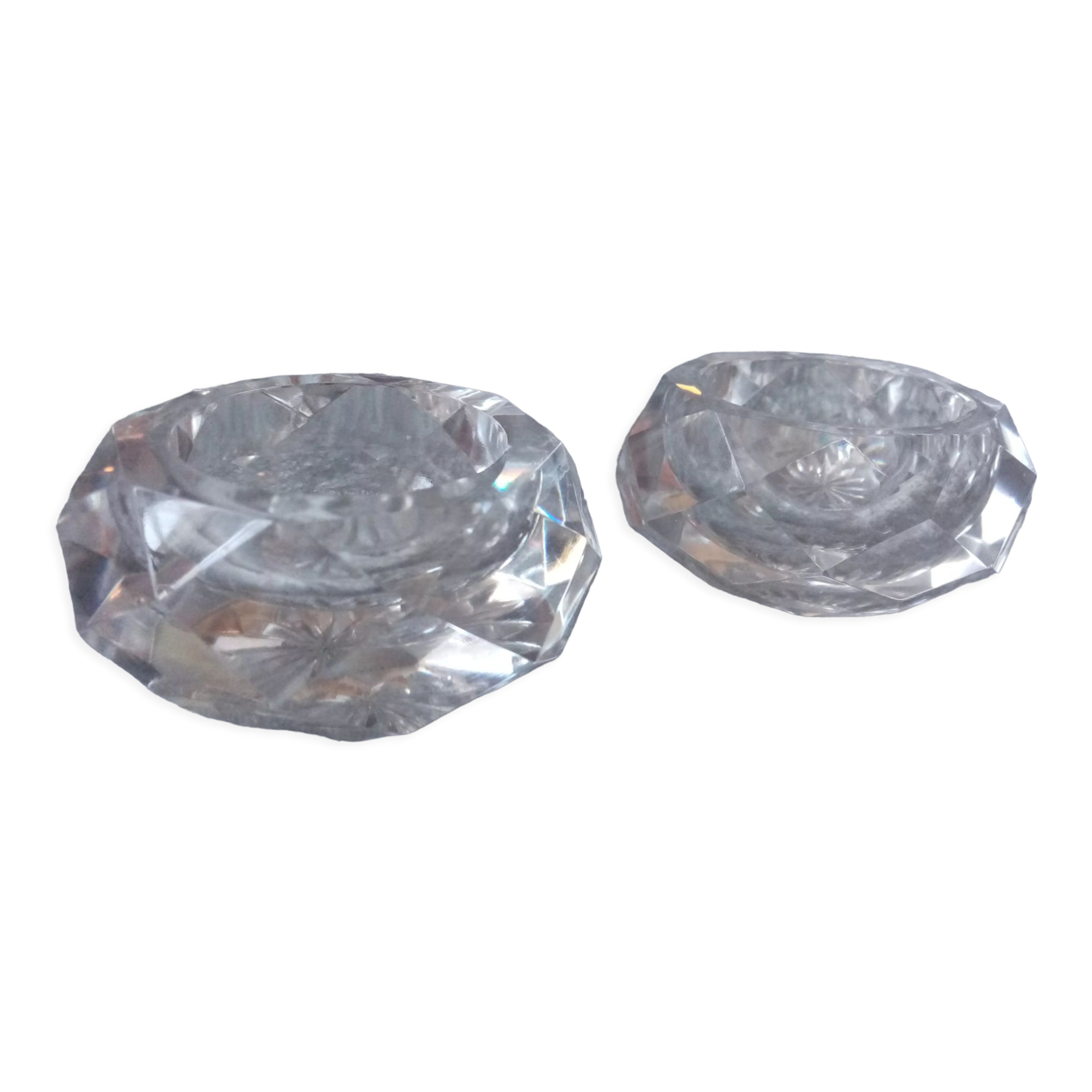 Pair of crystal salerons size 19th sign baccarat