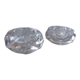 Pair of crystal salerons size 19th sign baccarat