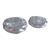 Pair of crystal salerons size 19th sign baccarat