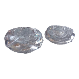 Pair of crystal salerons size 19th sign baccarat