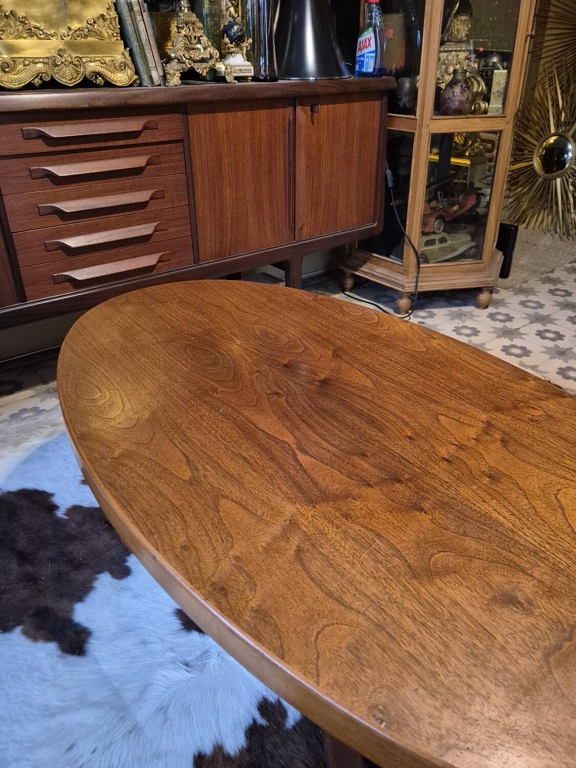 Baumann oval coffee table in teak 1950s vintage