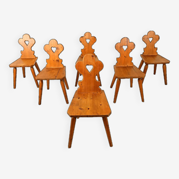 6 chaises art populaire suédois, 1960