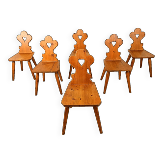 Vintage swedish folk art chairs, 1960s
