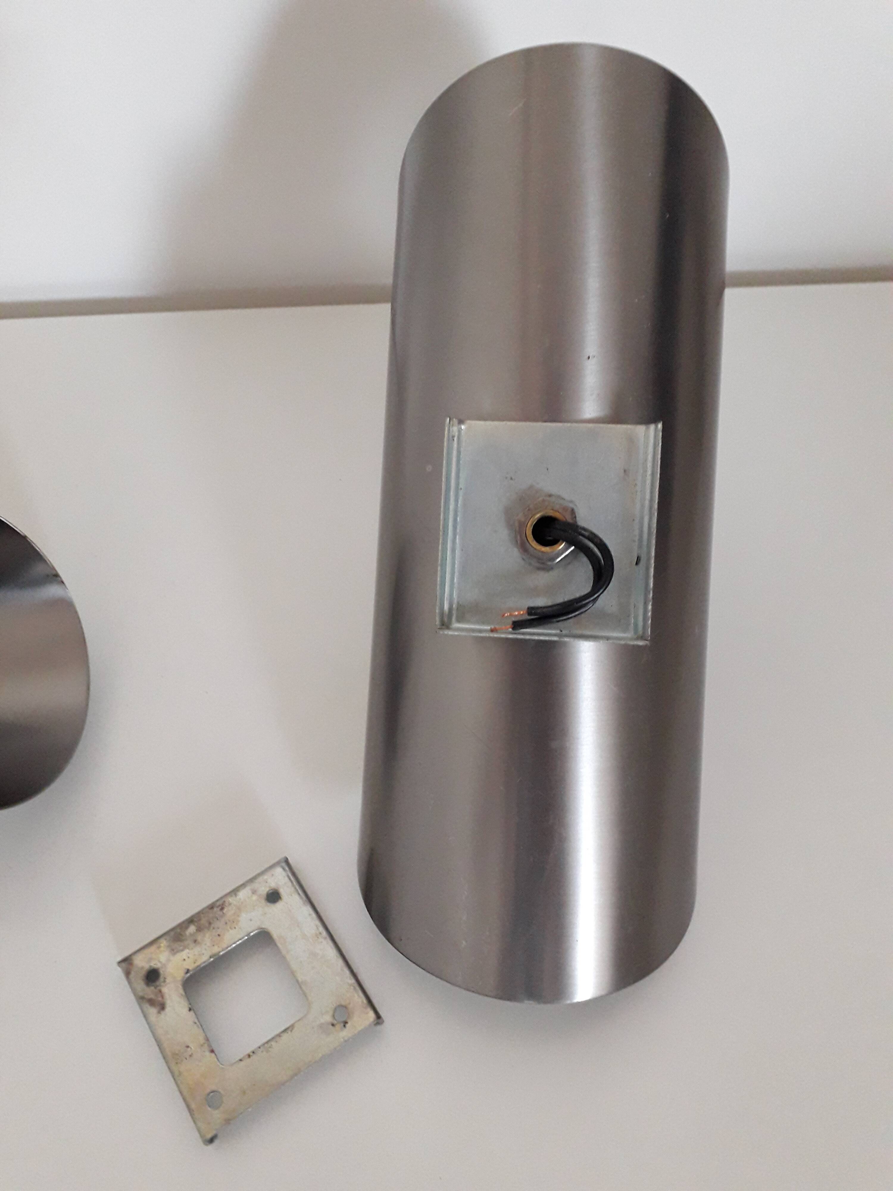 Space age wall sconces - brushed stainless steel - italian design - 1970