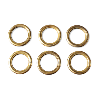 Lot of 6 patinated golden metal towel rings