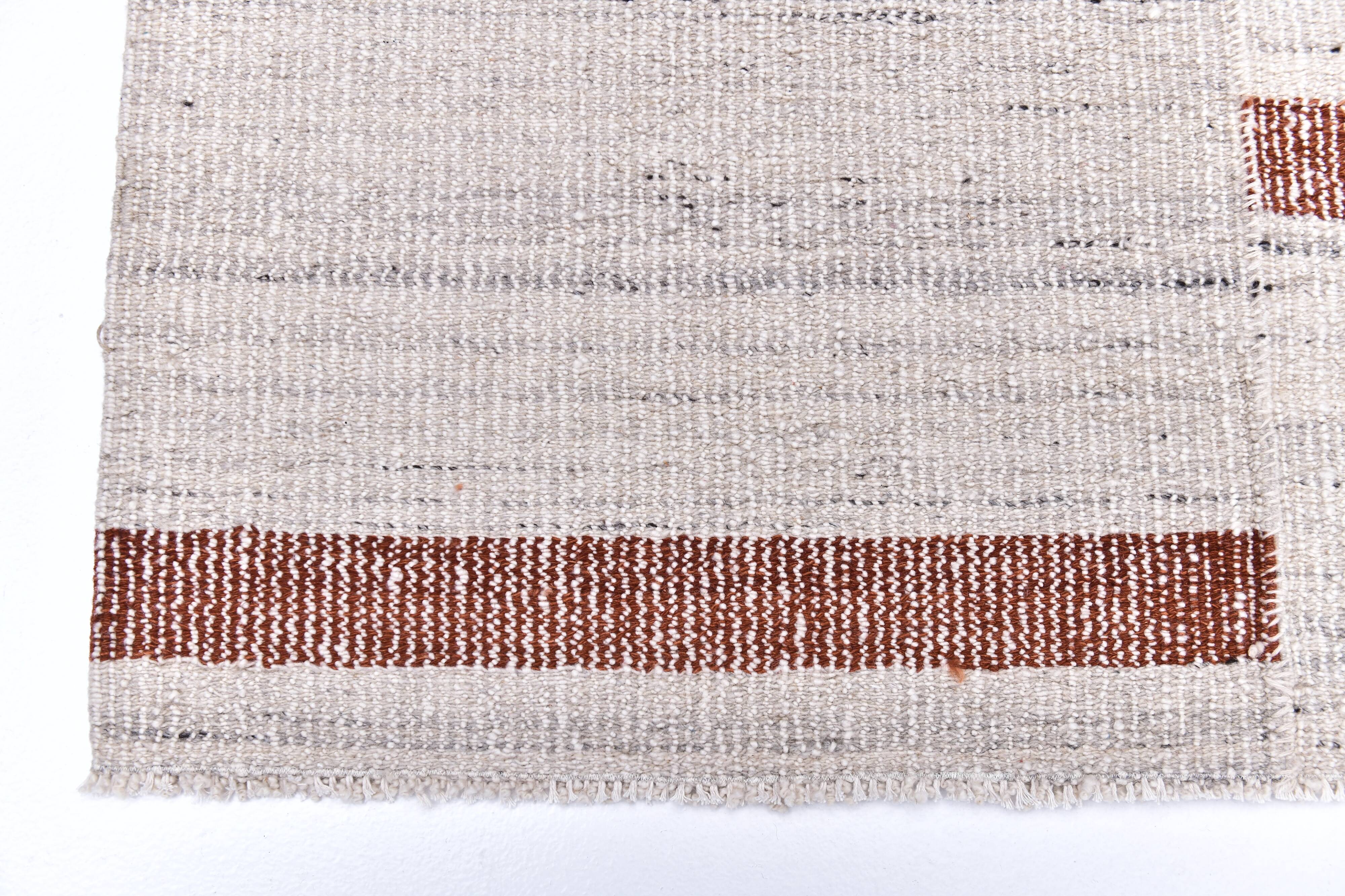 210x310 beige orange kilim rug, Beige terracota wool kilim carpet