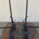 Former Pair De Landiers A Cremailier Fer Forged Cintré - Vintage Brooch Door