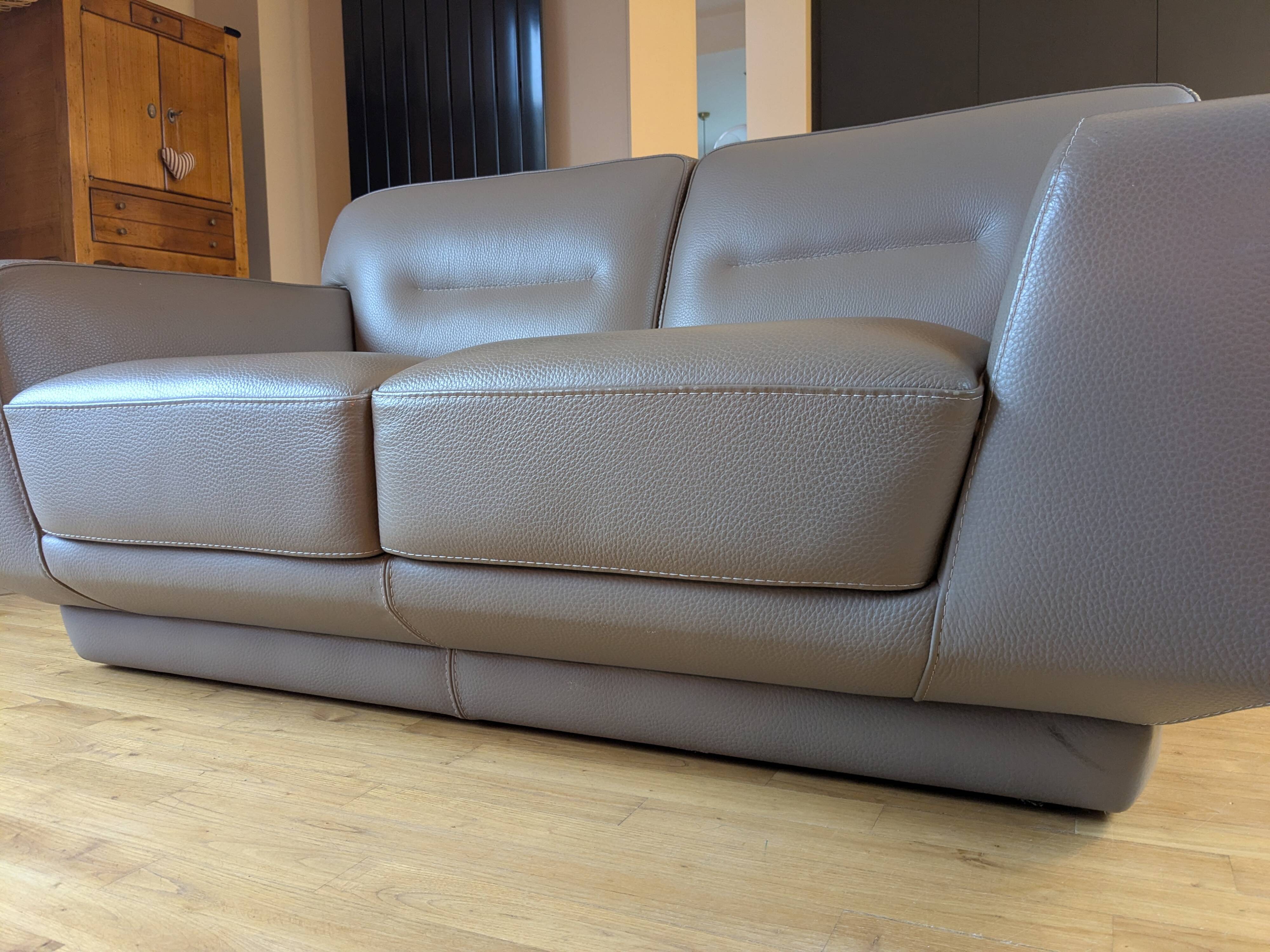 Grey leather sofa Rochebobois