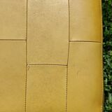 Pouf, cubic synthetic leather stool