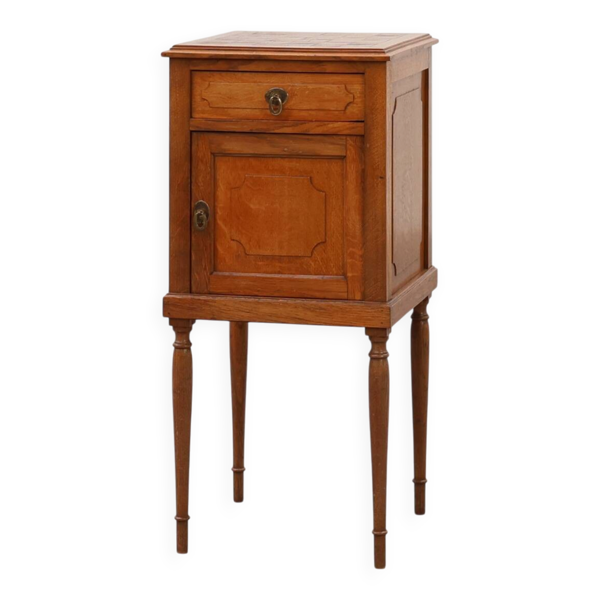 Art Deco nightstand in oak with turned legs, France 1920