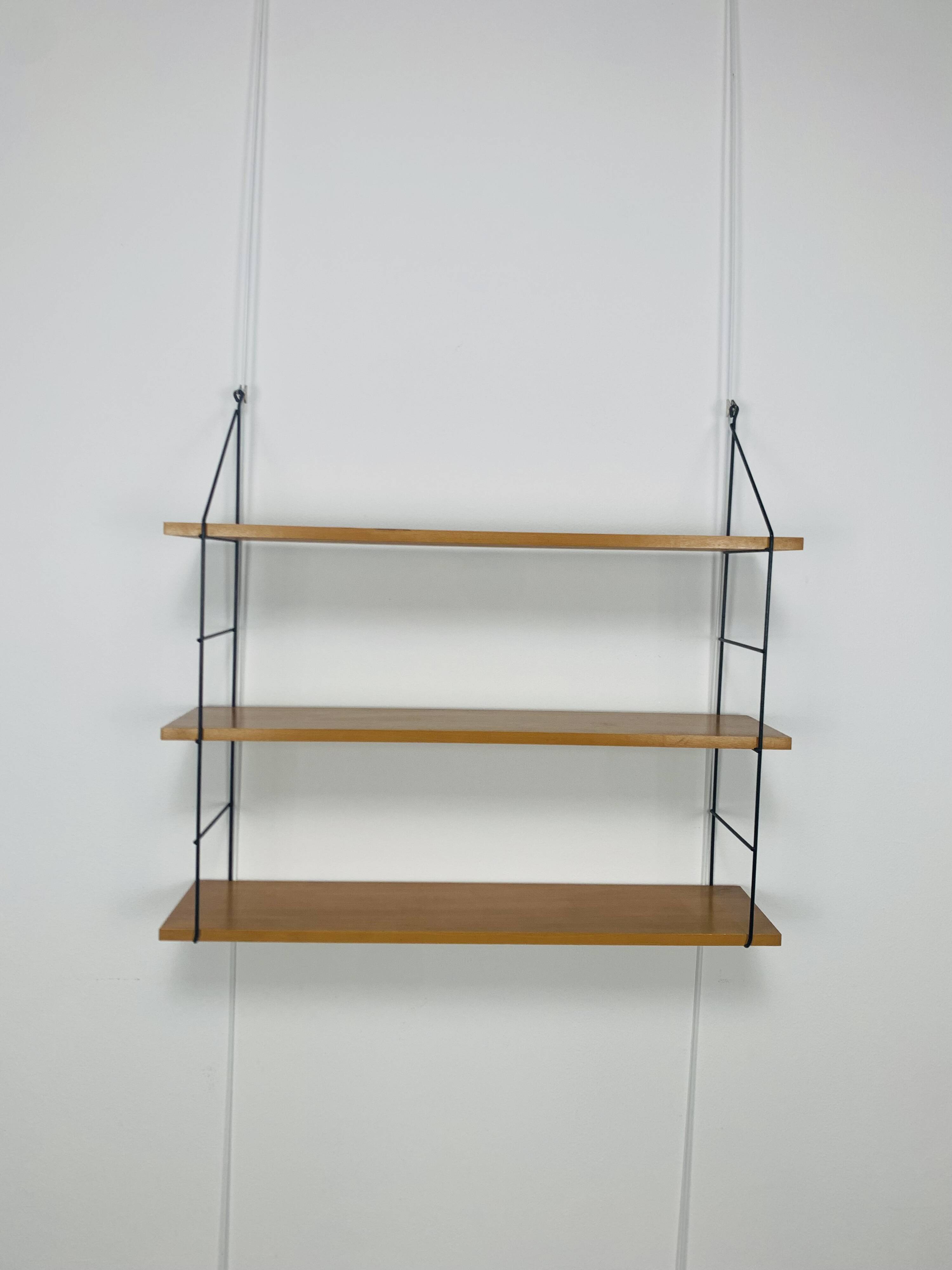 Wooden and metal string shelf, 1960s