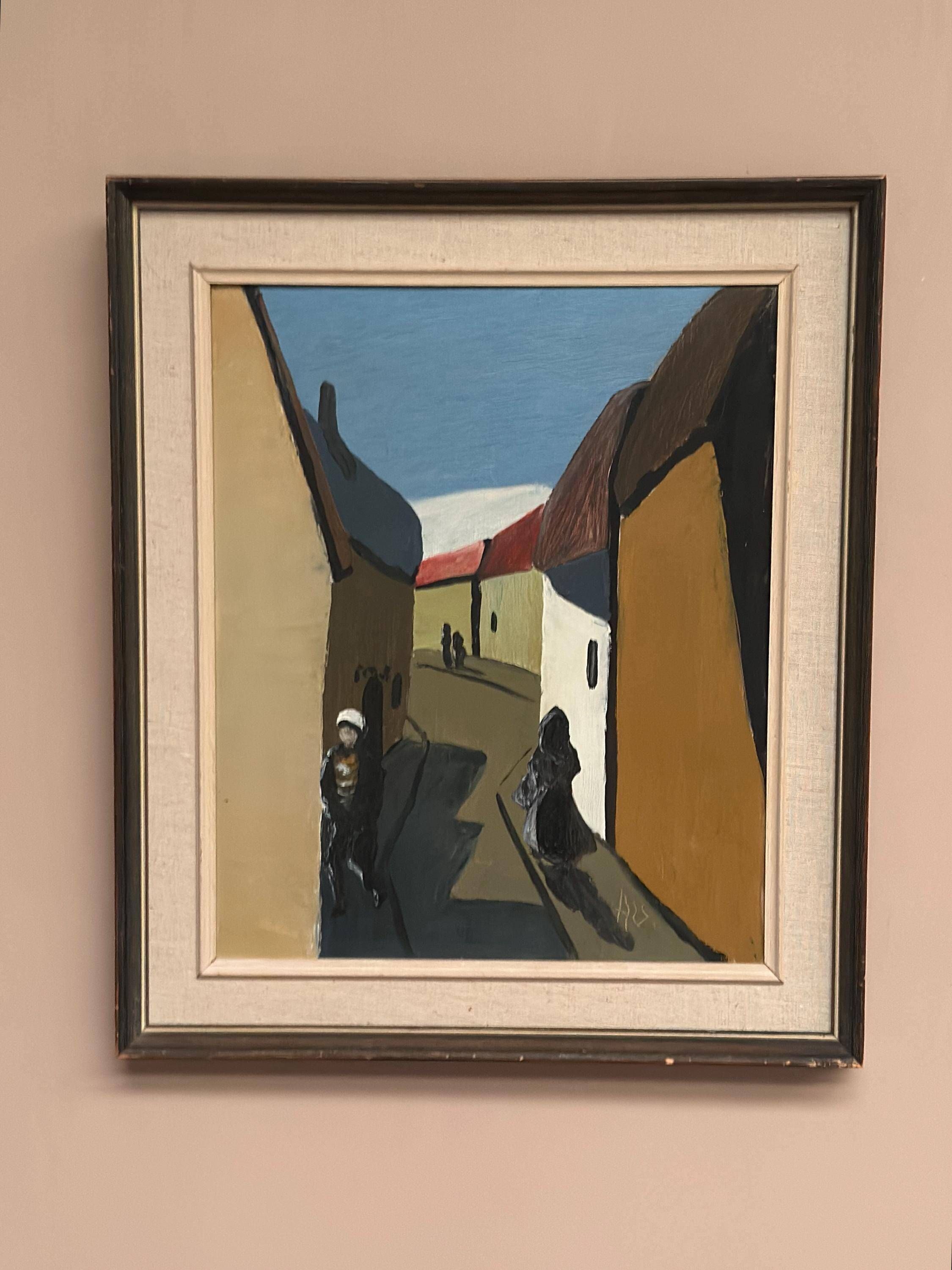 Original Swedish Oil on Canvas – “Alley” – Signed – Vintage & Framed