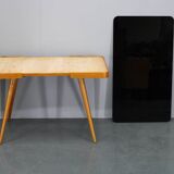 1960s Beech Coffee Table with Glass Top , Czechoslovakia