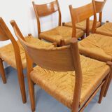 Set of 6 vintage teak Danish rope chairs Gessef Consorzio Sedie Friuli
